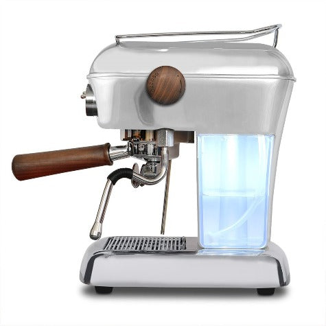Side view showing water container for Ascaso Dream PID residential espresso machine