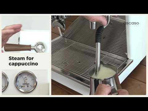 Using steam wand to make cappuccino with Ascaso Baby T coffee machine